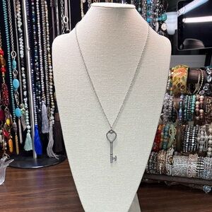 Heart Key Pendant Necklace in Silver